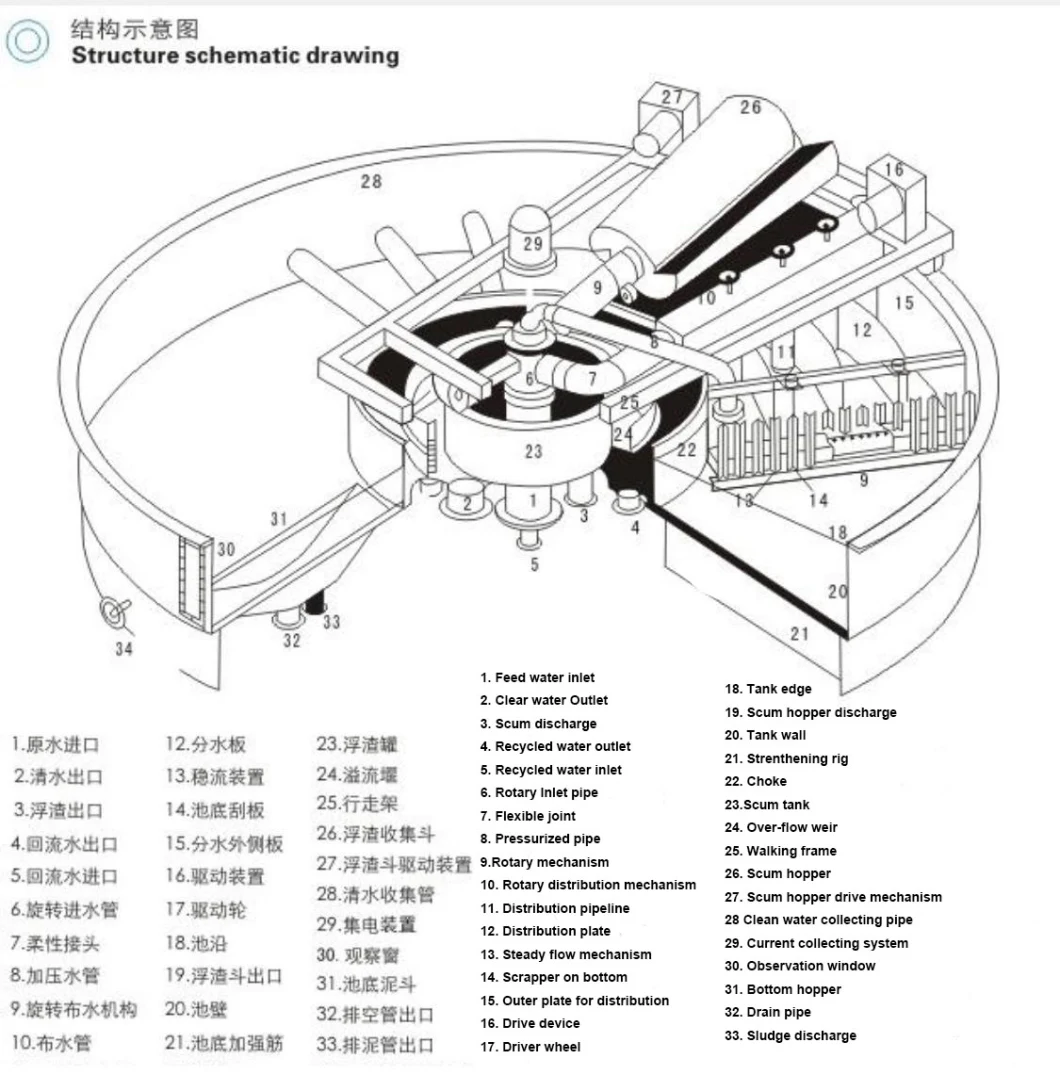 Food Processing Plant Sewage Treatment Equipment Superifical Dissolved Air Flotation